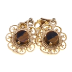 14K YELLOW GOLD TIGER'S EYE & BLACK ONYX EARRINGS