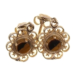 14K YELLOW GOLD TIGER'S EYE & BLACK ONYX EARRINGS