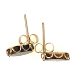 14K YELLOW GOLD TIGER'S EYE & BLACK ONYX EARRINGS