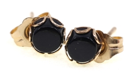 14K YELLOW GOLD TIGER'S EYE & BLACK ONYX EARRINGS