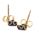 14K YELLOW GOLD TIGER'S EYE & BLACK ONYX EARRINGS