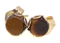 14K YELLOW GOLD TIGER'S EYE & BLACK ONYX EARRINGS