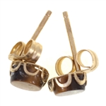 14K YELLOW GOLD TIGER'S EYE & BLACK ONYX EARRINGS