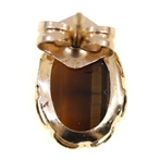 14K YELLOW GOLD TIGER'S EYE & BLACK ONYX EARRINGS