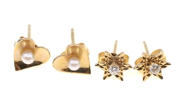 14K YELLOW GOLD EARRINGS - JADE, SAPPHIRE, PEARL & MORE