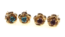 14K YELLOW GOLD EARRINGS - JADE, SAPPHIRE, PEARL & MORE