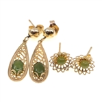14K YELLOW GOLD EARRINGS - JADE, SAPPHIRE, PEARL & MORE