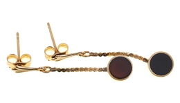 14K YELLOW GOLD EARRINGS - OPAL, SEED PEARL, AGATE