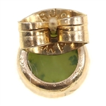 14K YELLOW GOLD EARRINGS - MALACHITE, JADE, TIGER'S EYE