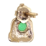 14K YELLOW GOLD JADE & ENAMEL EARRINGS