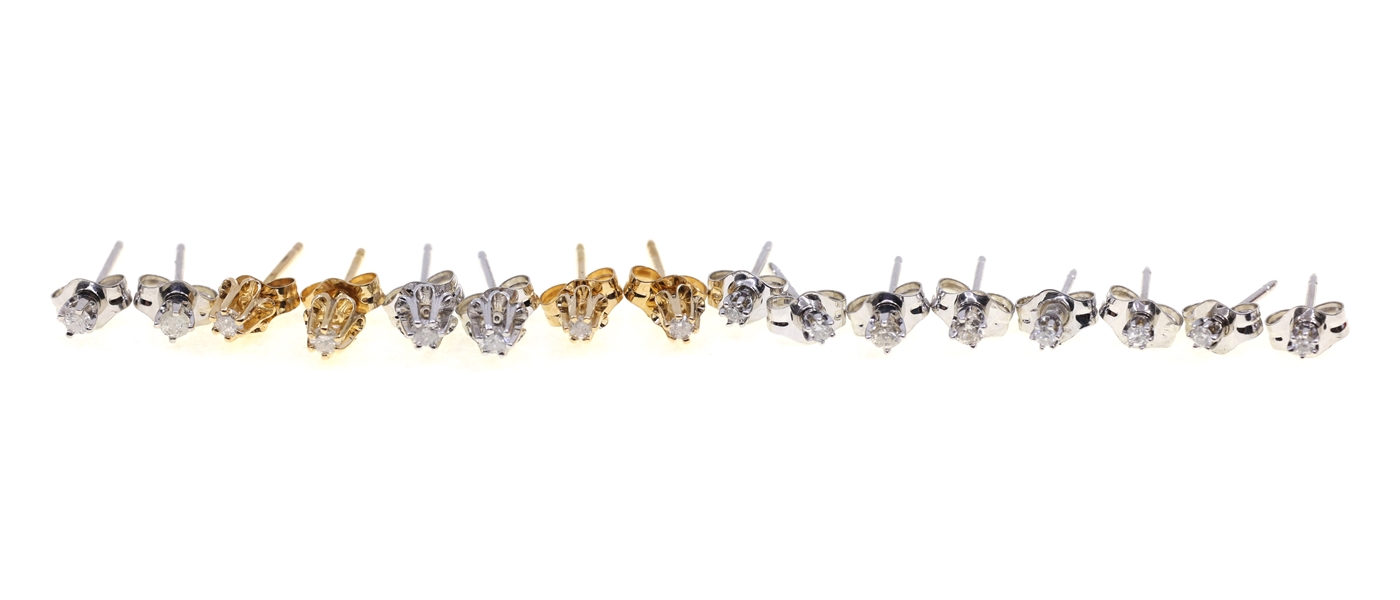14K WHITE & YELLOW GOLD .02 CT -.04 CT DIAMOND EARRINGS