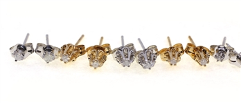14K WHITE & YELLOW GOLD .02 CT -.04 CT DIAMOND EARRINGS