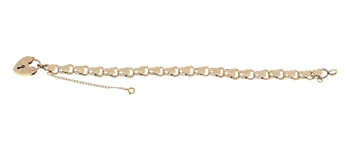 14K YELLOW GOLD HEART LOCKET DESIGN CHARM BRACELET