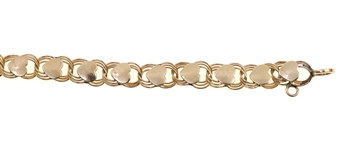 14K YELLOW GOLD HEART LOCKET DESIGN CHARM BRACELET