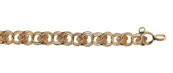 14K YELLOW GOLD HEART LOCKET DESIGN CHARM BRACELET