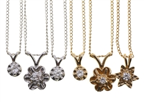14K WHITE & YELLOW GOLD DIAMOND SOLITAIRE NECKLACES