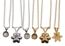 14K WHITE & YELLOW GOLD DIAMOND SOLITAIRE NECKLACES