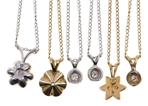 14K WHITE & YELLOW GOLD DIAMOND SOLITAIRE NECKLACES