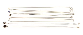 14K YELLOW GOLD NECKLACES - ONYX, TIGER'S EYE, OPAL