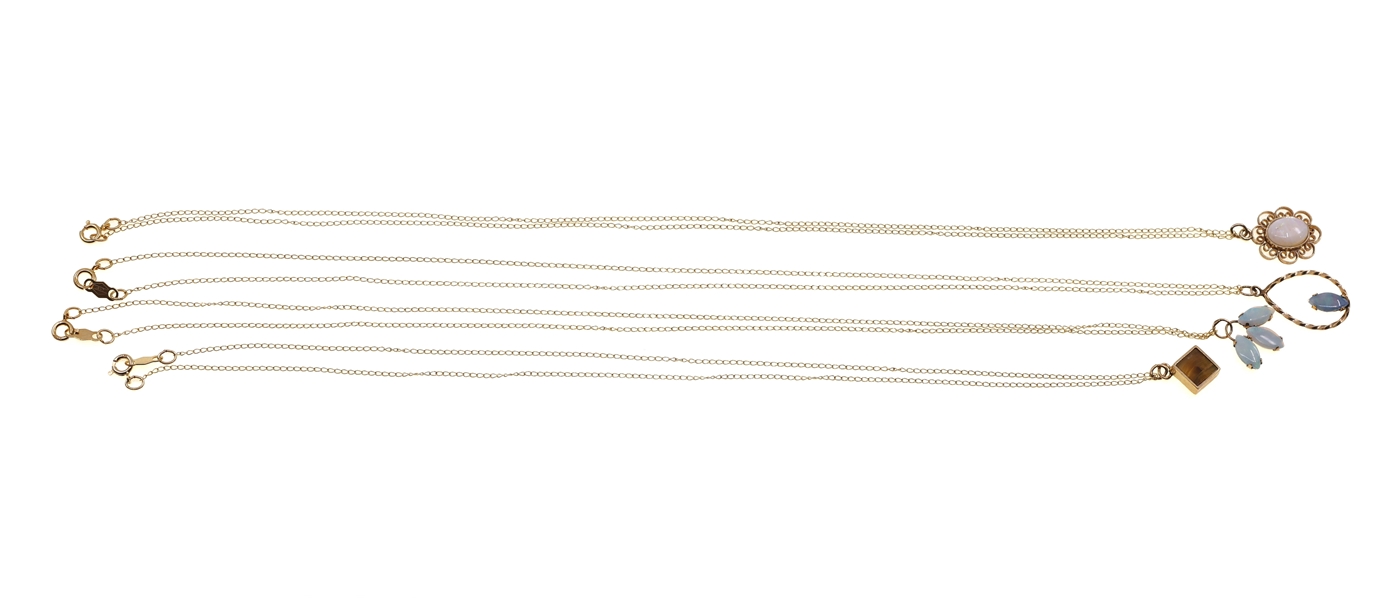 14K YELLOW GOLD NECKLACES - OPAL & TIGERS EYE