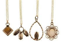 14K YELLOW GOLD NECKLACES - OPAL & TIGER'S EYE