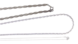 STERLING SILVER CHAINS, CHARMS, BROOCHES, & EARRINGS
