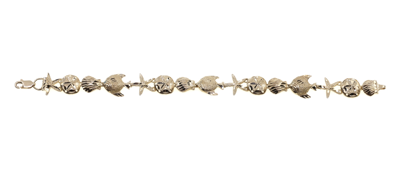 14K YELLOW GOLD MARINE-LIFE FASHION BRACELET