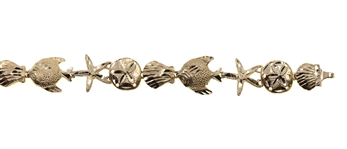 14K YELLOW GOLD MARINE-LIFE FASHION BRACELET