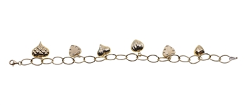 14K YELLOW GOLD HEART CHARM BRACELET