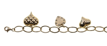 14K YELLOW GOLD HEART CHARM BRACELET