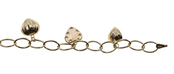 14K YELLOW GOLD HEART CHARM BRACELET
