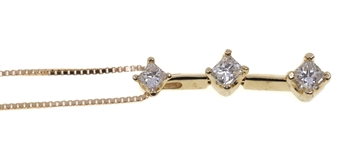 14K YELLOW GOLD 0.28 CT DIAMOND PENDANT W/ BOX CHAIN 