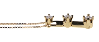 14K YELLOW GOLD 0.28 CT DIAMOND PENDANT W/ BOX CHAIN 