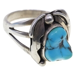 STERLING SILVER & TURQUOISE EARRINGS, NECKLACE, & RING