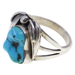 STERLING SILVER & TURQUOISE EARRINGS, NECKLACE, & RING