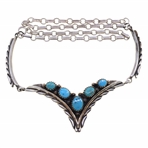 STERLING SILVER & TURQUOISE EARRINGS, NECKLACE, & RING