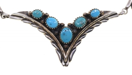 STERLING SILVER & TURQUOISE EARRINGS, NECKLACE, & RING