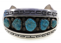 STERLING SILVER & TURQUOISE BRACELET, EARRINGS & RING