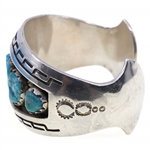 STERLING SILVER & TURQUOISE BRACELET, EARRINGS & RING
