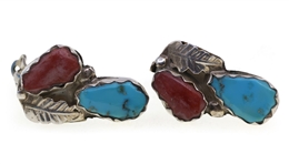 STERLING SILVER & TURQUOISE BRACELET, EARRINGS & RING