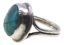 STERLING SILVER & TURQUOISE BRACELET, EARRINGS & RING