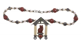STERLING SILVER & CARVED BONE CAT THEME JEWELRY
