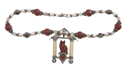 STERLING SILVER & CARVED BONE CAT THEME JEWELRY