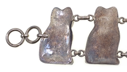 STERLING SILVER & CARVED BONE CAT THEME JEWELRY