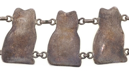 STERLING SILVER & CARVED BONE CAT THEME JEWELRY