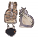 STERLING SILVER & CARVED BONE CAT THEME JEWELRY