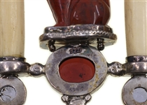 STERLING SILVER & CARVED BONE CAT THEME JEWELRY