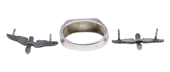 MEN'S STERLING SILVER WATCHBAND, RING & LAPEL PINS