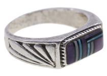MEN'S STERLING SILVER WATCHBAND, RING & LAPEL PINS