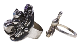 STERLING SILVER ENHANCER BROOCH & FASHION RINGS
